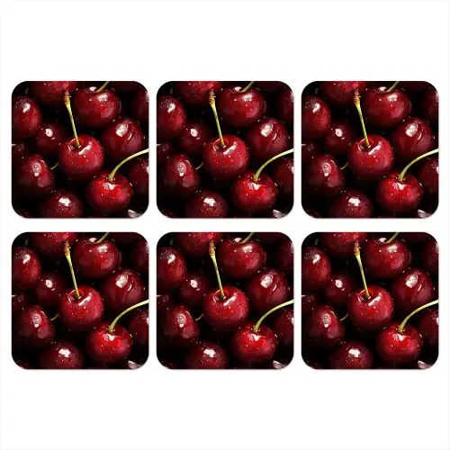 Rood - Fruit - Kersen onderzetter kurk middel -3d