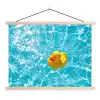 Badeend - Dobberen - Blauw textielposter latten blank klein -3d