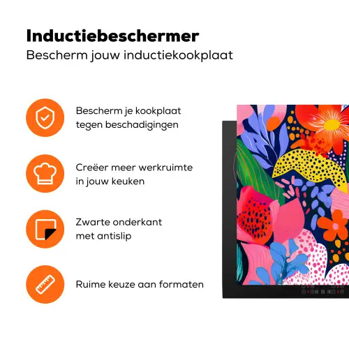 Kleurrijk - Bloemen - Abstract - Stippen Inductie beschermer vinyl 3mm klein -zzzzzzz-td-ups