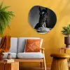 Paard - Bord - Pasta - Tafelkleed - Zwart Wit - Dieren Wandcirkel Organisch Plexiglas middel -sfeer4