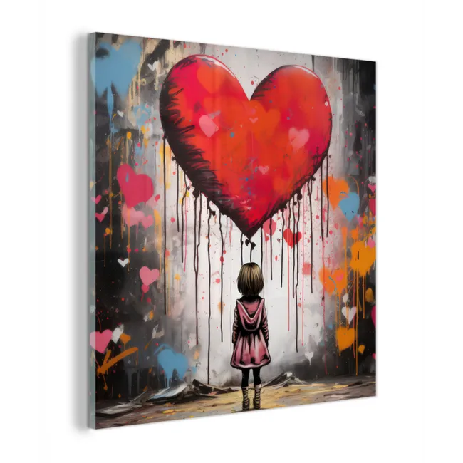 Meisje - Hart - Graffiti - Kunst - Kleuren - Rood plexiglas 5mm klein -z3d