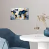 Wereldkaart - Blauw - Abstract poster papier klein -sfeer3