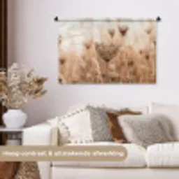 Schermbloem - Droogbloem - Winter - Beige - Minimalistisch Wandkleed katoen middel -sfeer1
