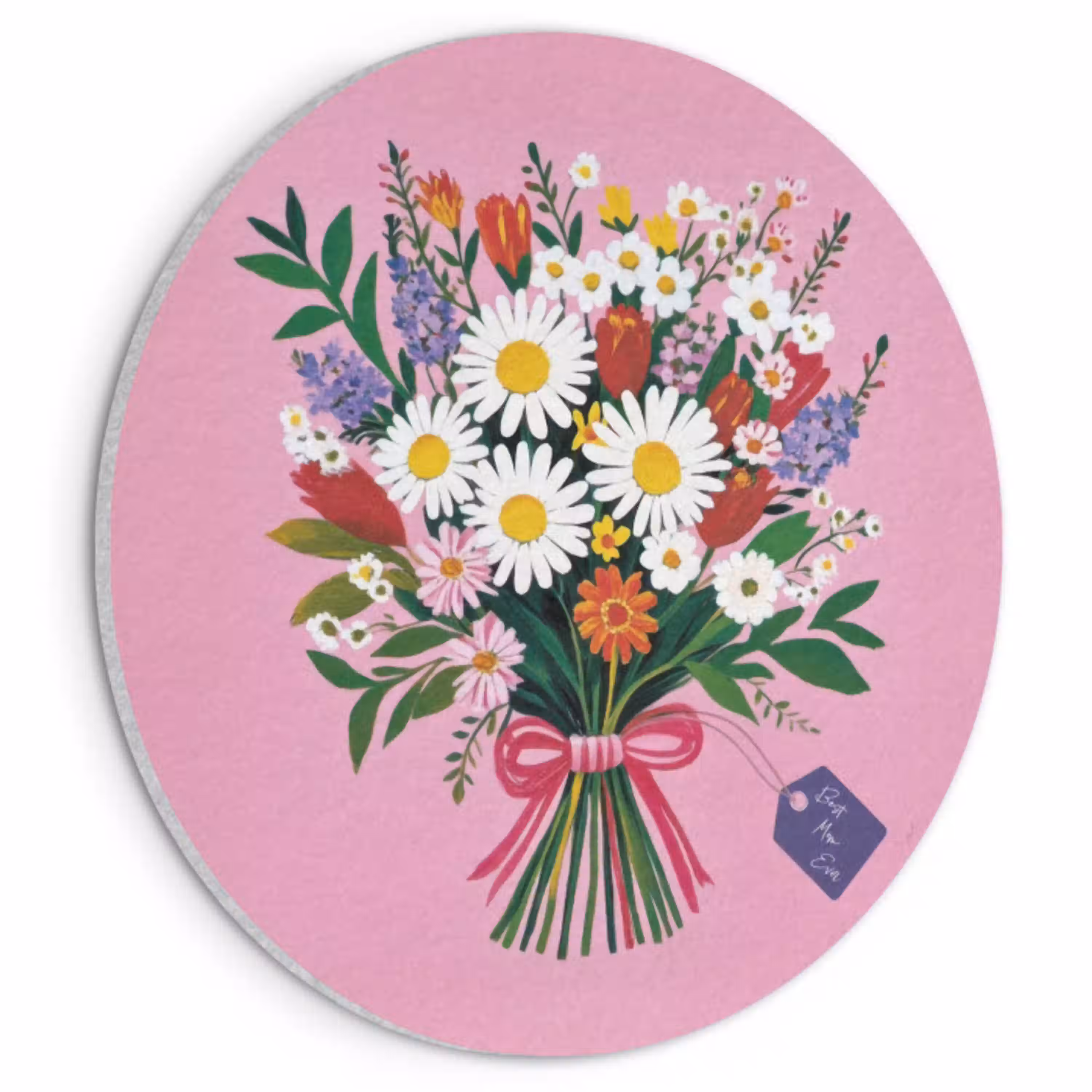 Bloemen - Quote - Kaartje - Kleurrijk Akoestische PET Vilt - Rond klein -3d