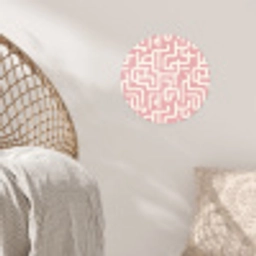 Doolhofpatroon - Roze - Wit - Abstract Wandcirkel behangsticker klein 186 -sfeer4