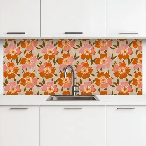 Bloemen - Motief - Retro keuken achterwand 2 middel 871 -3d