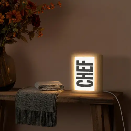 Chef - Japandi - Decoratie - Vintage Light Box met kabel (Tafellamp) klein -sfeer4