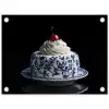 Taart - Slagroom - Kers - Bord - Delfts blauw tuinposter los doek klein -3d