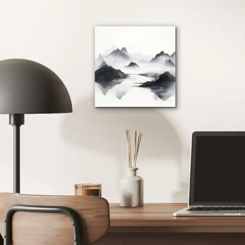 Bergen - Mistig - Water - Wit aluminium wit klein -sfeer5
