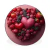 Fruit - Hartjes - Aardbeien - Frambozen - Bosbessen Wandcirkel aluminium klein -3d