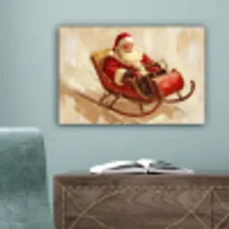Kerst - Slee - Kerstman canvas 2cm klein -sfeer4