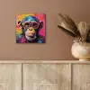 Graffiti - Chimpansee - Aap - Bril - Kleurrijk aluminium wit klein -sfeer4