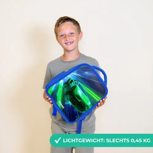 Raceauto - Felgroen - Lichtstralen - Snelheid Kinderrugzak - Blauw middel -sfeer1_NL