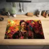 Vrouw - Bloemen - Papegaai - Schilderachtig Inductie beschermer vinyl 3mm klein -sfeer5