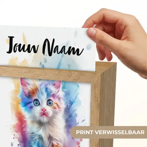 Kat - Kleurrijk - Verf - Dier - Wit Light Box met kabel (Kinderlampje) klein -USP_websiteprintNL