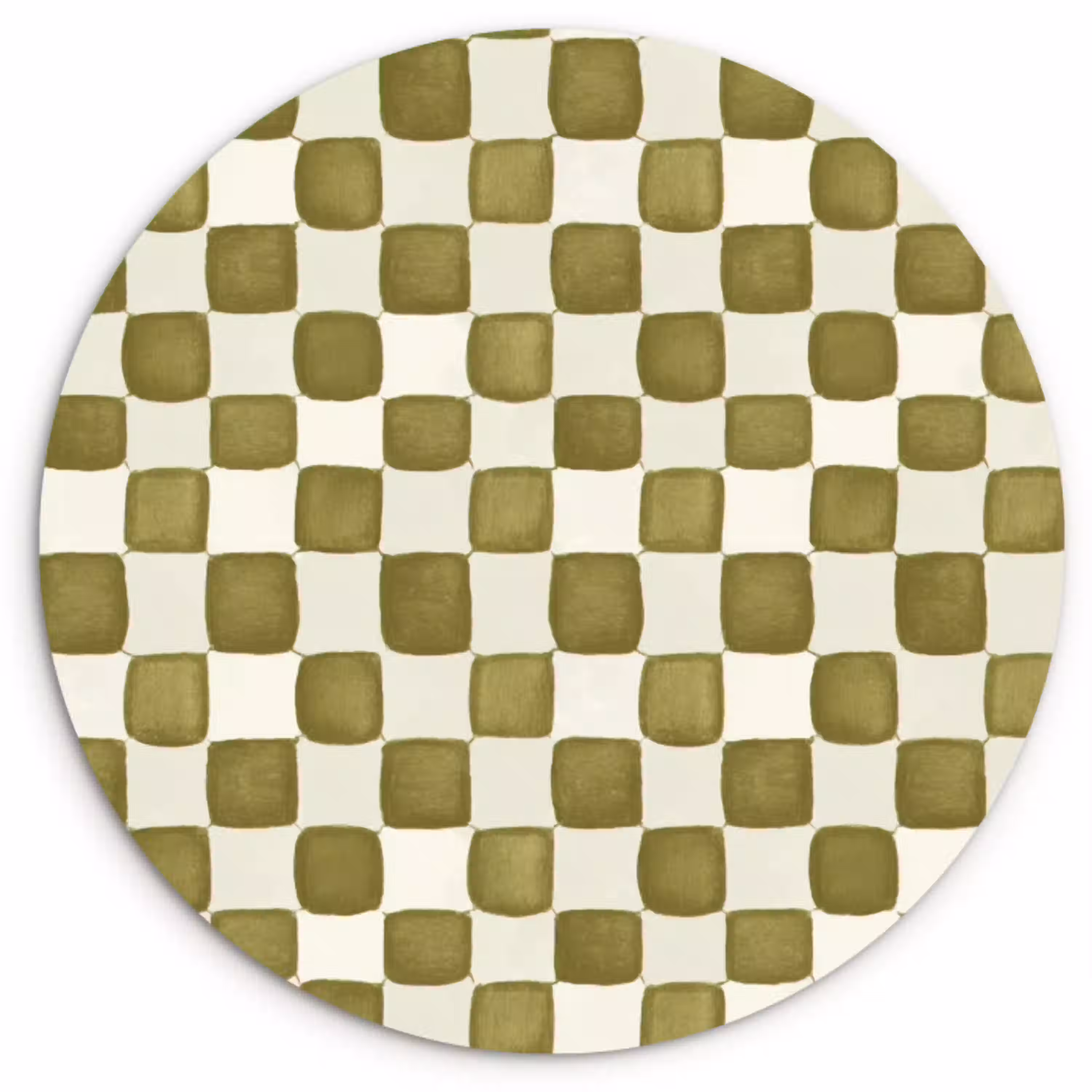 Schaak - Patroon - Groen Wandcirkel kunststof plaat 5mm dik klein 188 -3d
