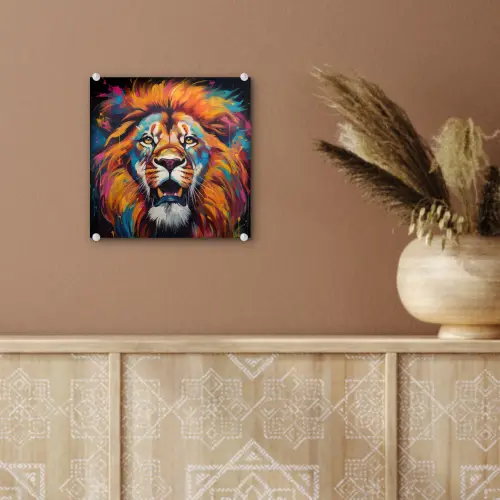 Leeuw - Graffiti - Dieren - Zwart plexiglas 5mm klein -sfeer5