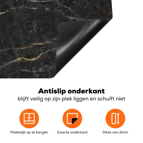 Marmer - Zwart - Goud - Grijs - Marmerstructuur Inductie beschermer vinyl 3mm klein -zzzzzzz-td-onderkant