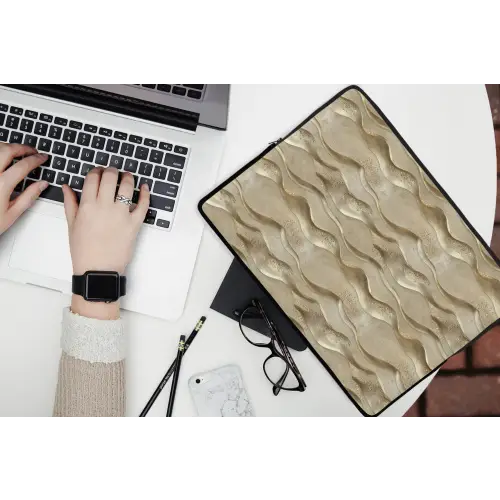 Golven - Patroon - Goud laptophoes neopreen klein 279 -bureau