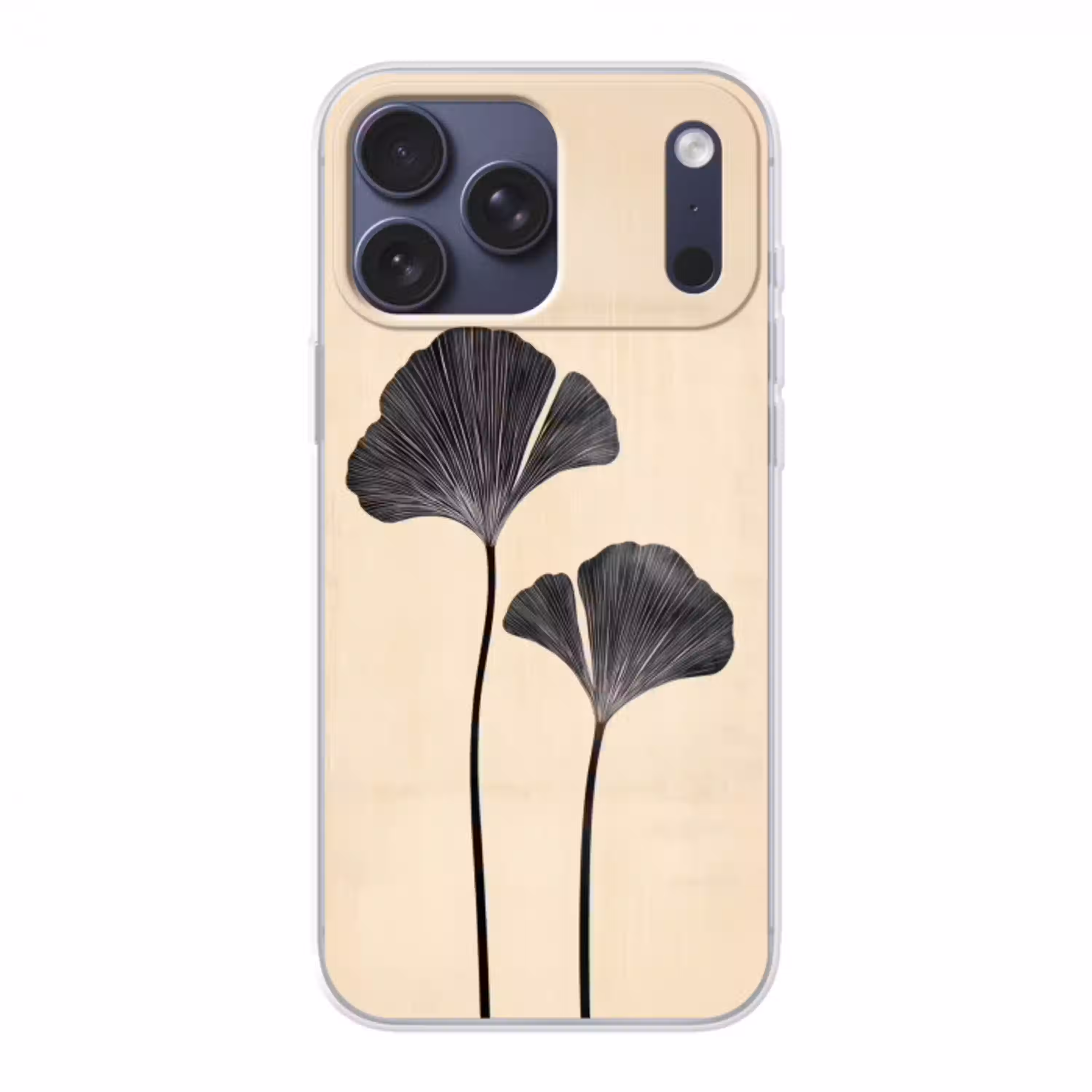 Bladeren - Minimalistisch - Zwart Telefoonhoesje iPhone 17 Pro Max klein -3d