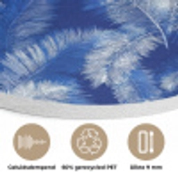 Palmblad - Patroon - Blauw Akoestische PET Vilt - Rond klein 838 -closeup_NL