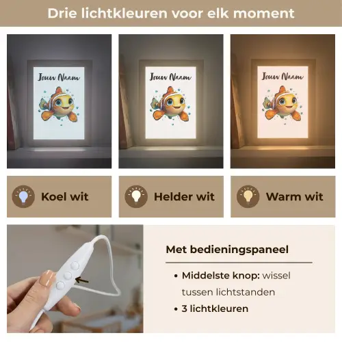 Clownvis - Oranje - Vis - Water Light Box met kabel (Kinderlampje) klein -USP_lichtkleurNL