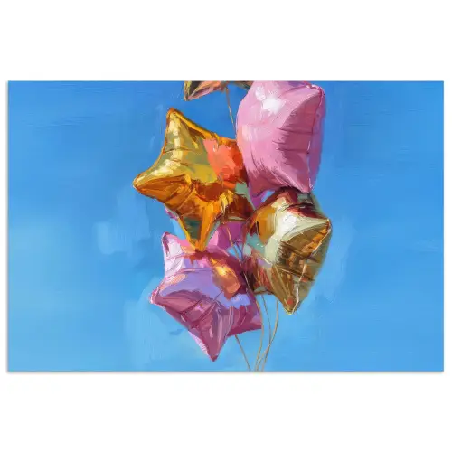 Ballonnen - Goud - Stervorm - Roze poster papier klein -3d