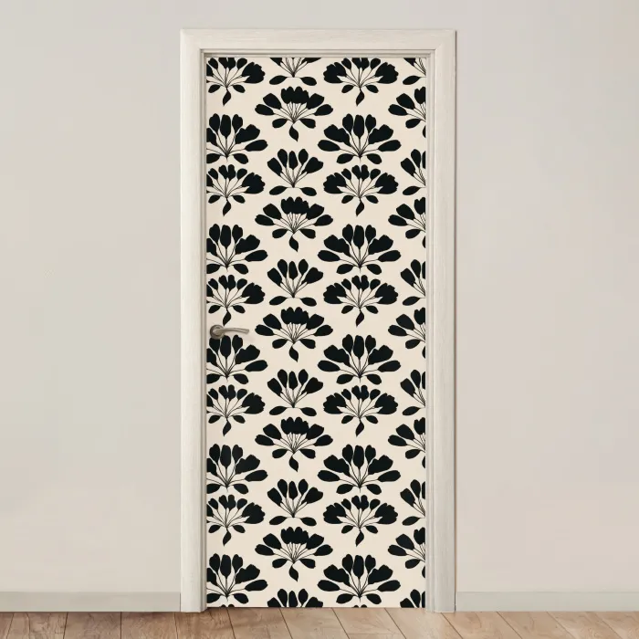 Abstract - Patroon - Zwart deurposter klein 289 -3d_beige