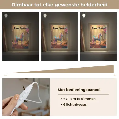 Eenhoorn - Bos - Kleurrijk - Bloemen - Meiden Light Box met kabel (Kinderlampje) klein -USP_dimbaarNL