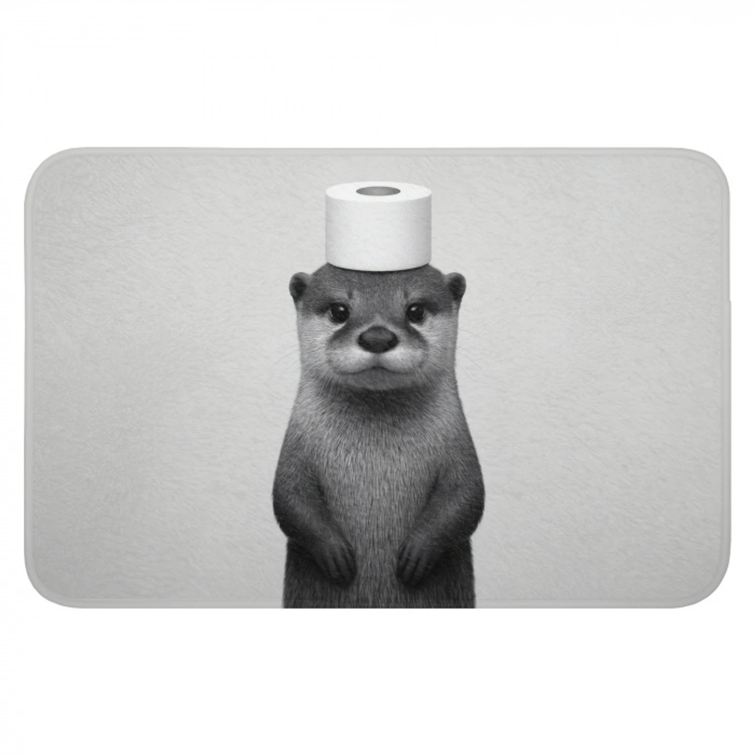 Otter - WC rol - Zwart - Wit WCmat klein -3d