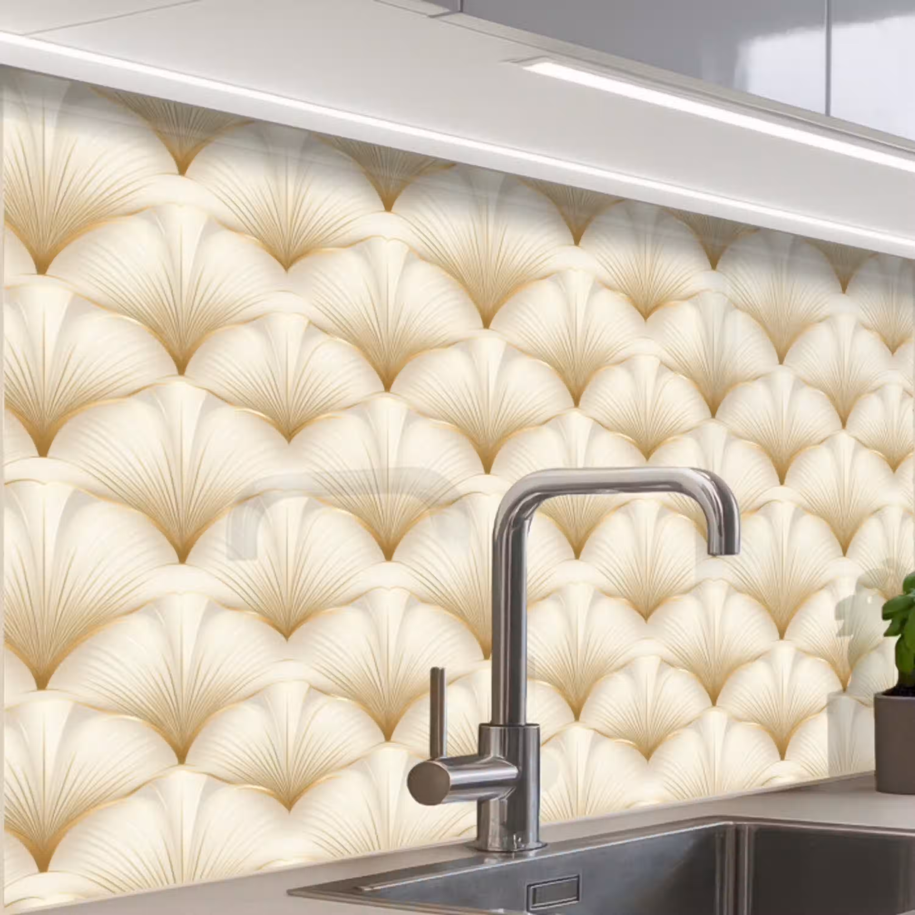Waaier - Motief -  Goud keuken achterwand 2 middel 865 -zzzz3d_schuin