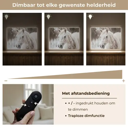 Paard - Wit - Winter - Natuur - Sneeuw - Dieren Light Box met batterij (Wandlamp) middel -USP_dimbaarNL