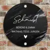Zwart verftextuur - Sierlijk Naambord Rond klein -sfeer2
