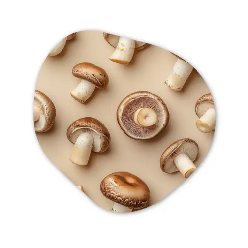 Kastanje Champignons - Beige Wandcirkel Organisch Aluminium middel -3d