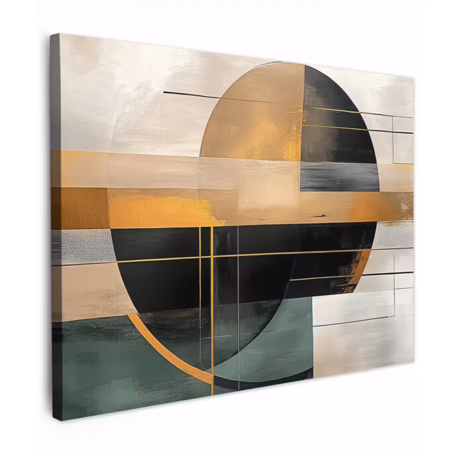 Canvas schilderij - Abstract - Goud - Brons - Groen - Vormen - Modern