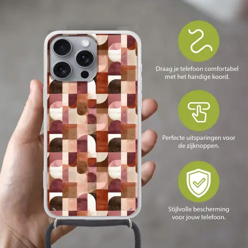 Geometrie - Modern - Retro Hoesje iPhone 16 Pro Max met koord klein 804 -sfeer2_NL