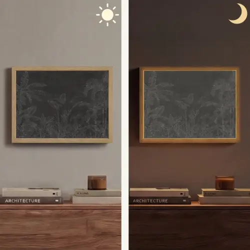 Beton - Patroon - Zwart Light Box met batterij (Wandlamp) middel -sfeer3