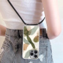 Abstract - Vormen - Modern - Kunst - Groen - Bruin Hoesje iPhone 16 Pro Max met koord klein -sfeer5