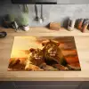 Leeuwen - Zonsondergang - Afrika - Savanne - Dieren Inductie beschermer vinyl 3mm klein -sfeer5