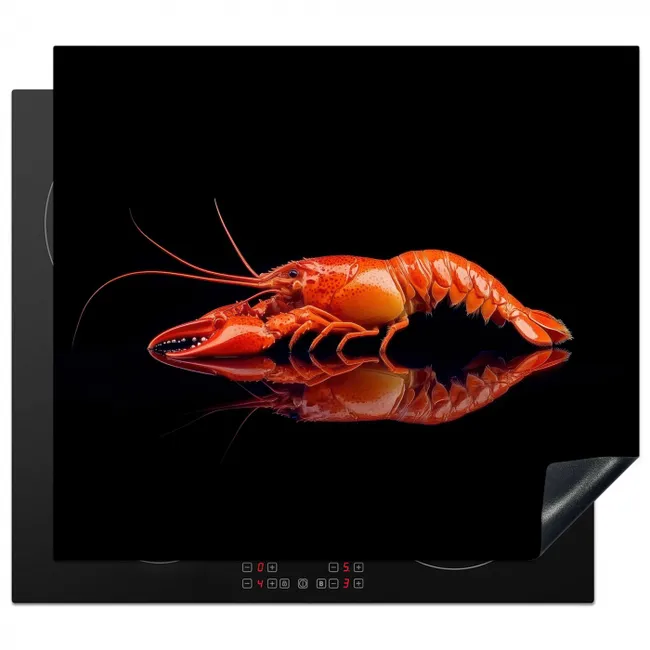 Kreeft - Oranje - Zwart - Opvallend Inductie beschermer vinyl 3mm middel -3d