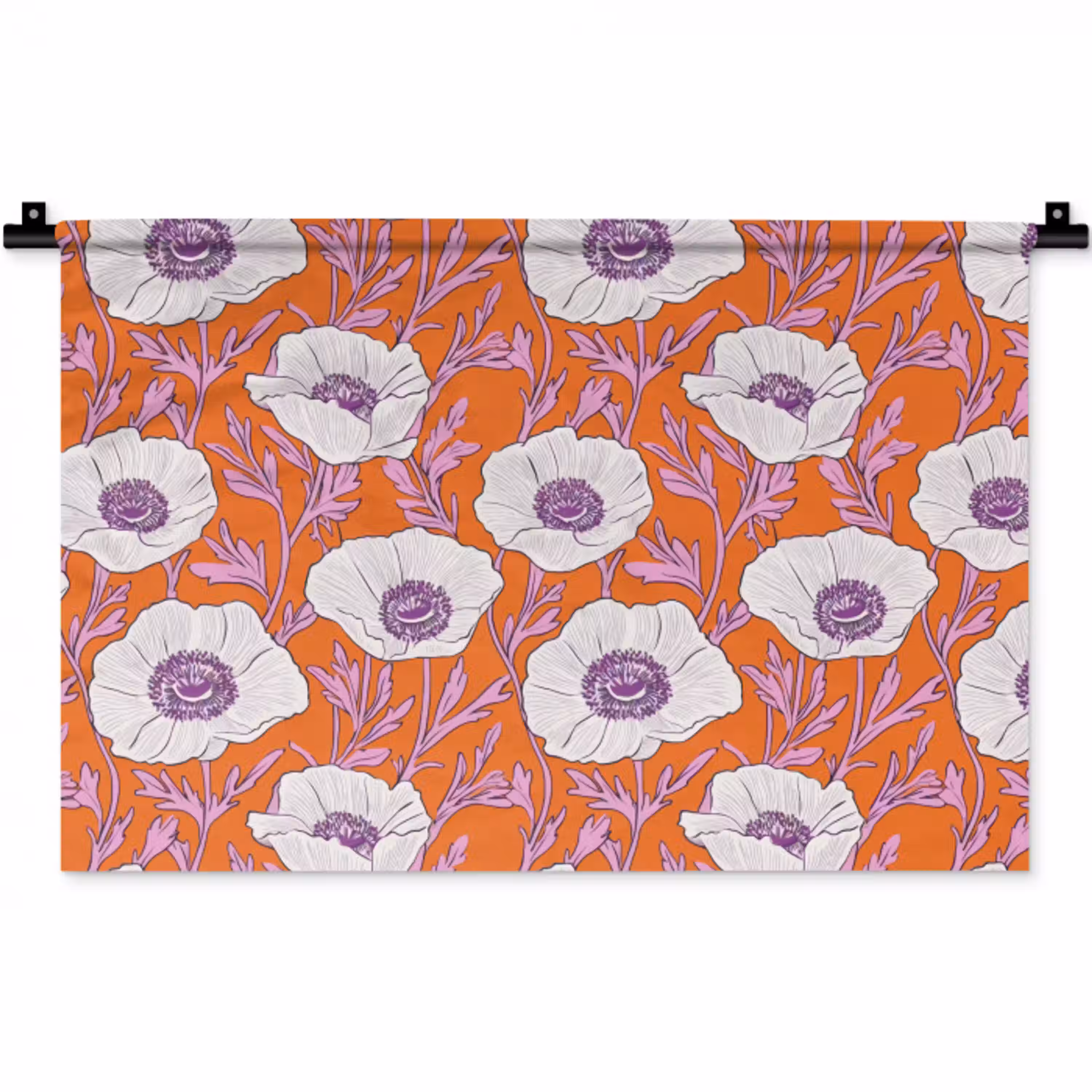 Bloemen - Grafisch - Oranje Wandkleed katoen klein 269 -zz3d