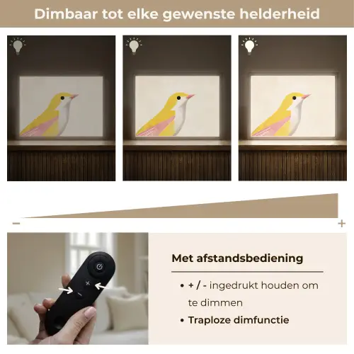 Vogel - Minimalistisch - Geel Light Box met batterij (Wandlamp) middel -USP_dimbaarNL