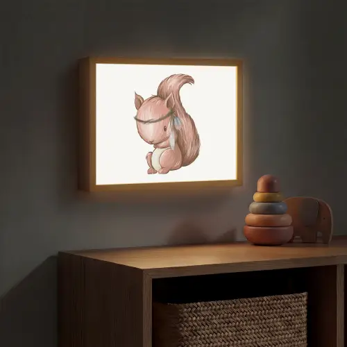 Eekhoorn - Dier - Bosdieren - Bruin Light Box met batterij (Wandlamp kind) middel -sfeer5_kind