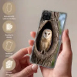 Kerkuil - Boom - Natuur - Bruin Telefoonhoesje Samsung Galaxy A12 klein -sfeer3_NL