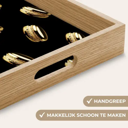 Macarons - Patroon - Goud - Zwart Dienblad Rechthoek middel -USP_HandgreepNL