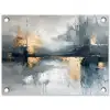 Kunst - Grijs - Goud - Abstract tuinposter los doek klein -3d