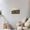 Longhorn - Landschap - Zonsondergang Tuinposter op houten frame 2 cm dik klein -sfeer1