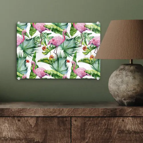 Flamingo - Bloemen - Bladeren - Jungle - Tropical plexiglas 5mm klein -sfeer3