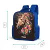 Eenhoorn en Bloemen op Zwarte Achtergrond Kinderrugzak - Blauw middel -productfoto_formaten