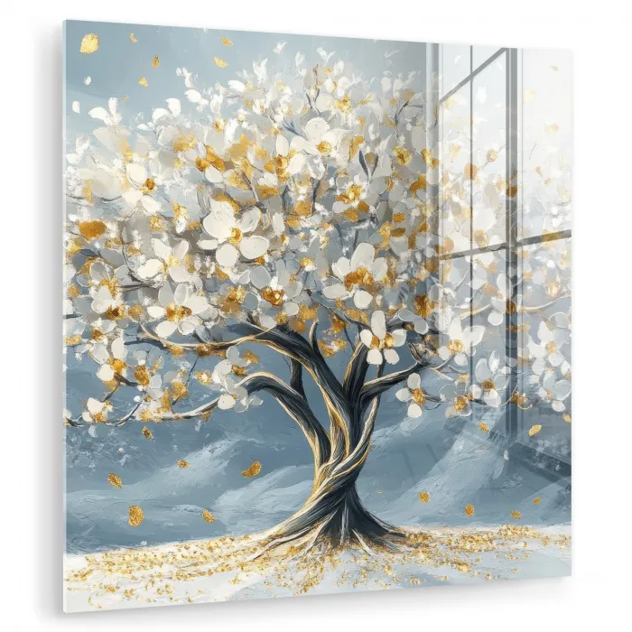 Boom - Winter - Levensboom - Modern - Goud plexiglas 5mm klein -zzzproduct_nieuw